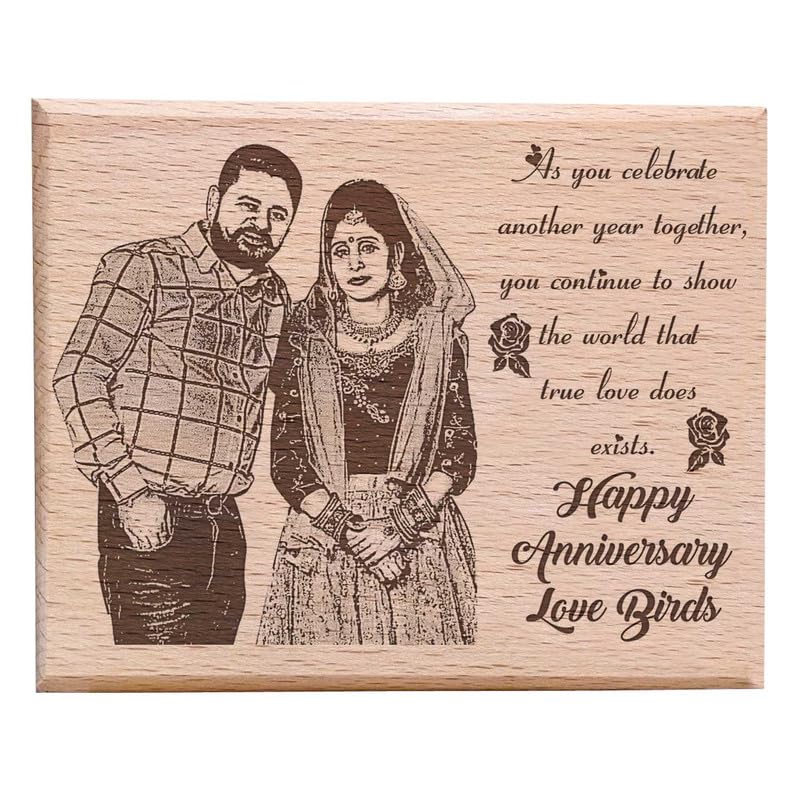Gftbx Personalized Wooden Engraved Photo Frame For Anniversary Gift (5X4 Inches, Wood), Tabletop Rectangular